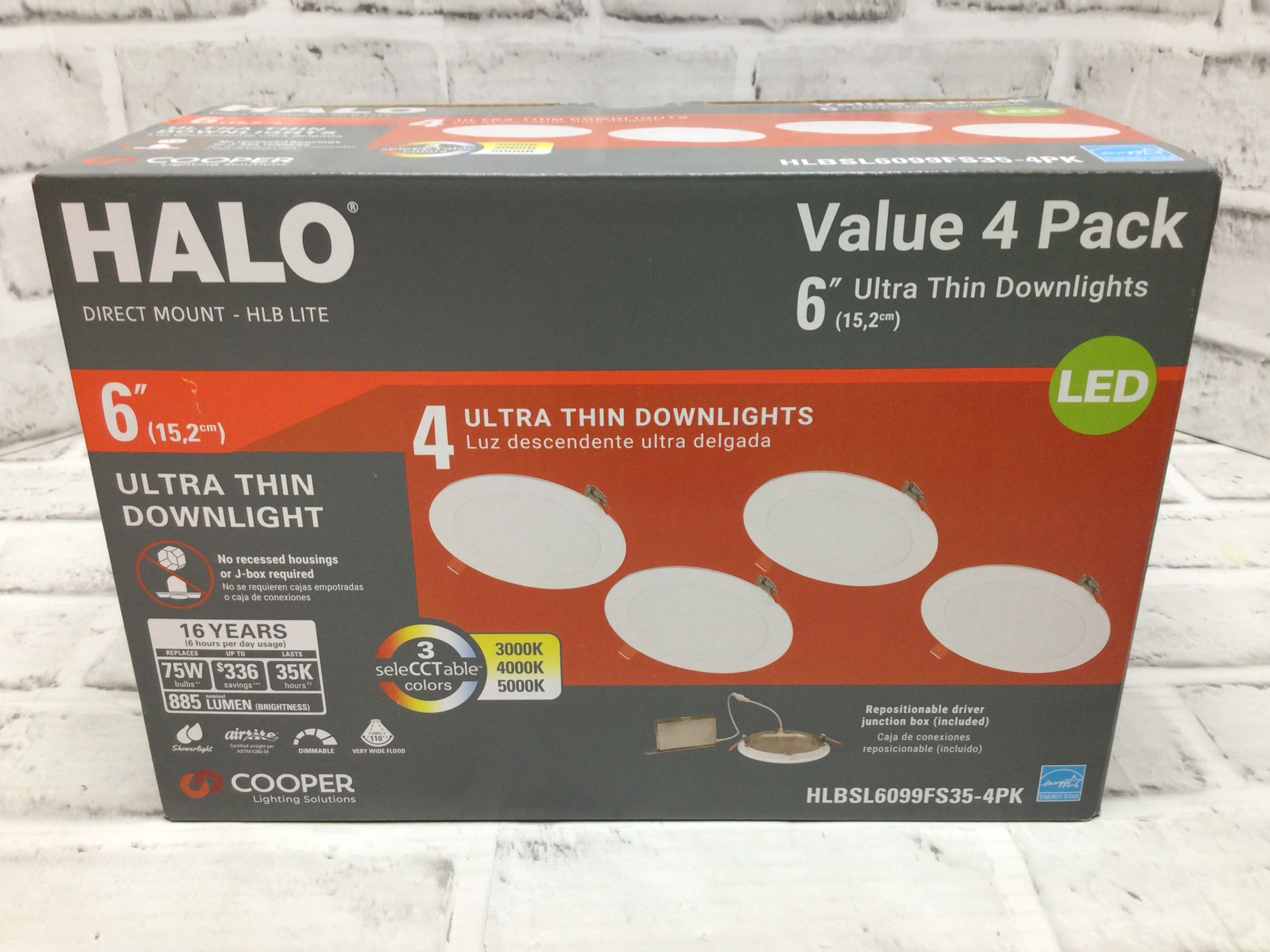 4-Pack Halo 6 in Indoor Dimmable LED Recessed Light HLBSL6 (8116371325166)